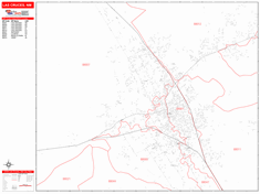 Las Cruces Wall Map Zip Code Red Line Style 2024